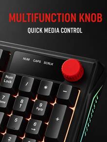 Teclado Gaming Lenovo K280 Inalámbrico de Tres Modos con Retroiluminación RGB Bluetooth 2.4G, Teclado Mecánico Compacto de 97 Teclas con Perilla de Volumen, Compatible con PC, Mac y Tableta - Ver 4