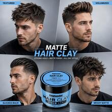 Adglamful Men's Styling Clay, Natural Fresh Scent Matte Hair Wax 120g, Suitable For Creating Voluminous, Dry Styling, Long-Lasting Hold, Lightweight And Non-Sticky, Creating Natural Texture Effect Matte Hair Wax - Mud - View 3
