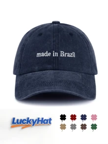 1pc Unisex Vintage Washed Baseball Cap - "Made In Brazil" Personalized Embroidery - Multiple Vintage Colors Available - Soft Texture Adjustable Dad Hat Confident Style Social Gift - Made In Brazil - View 14