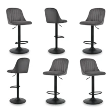 Goeurvant Height Adjustable Bar Stools 360° Swivel Breakfast Bar Chairs With Backrest And Matte Black Metal Base Modern Counter Stools For Living Room And Home Bar Set Of 2/4/6-Dark Grey Velvet - Dark Grey Velvet - View 9