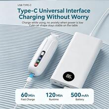 1件裝狗狗爪爪寬頭美容剪毛器，寵物電動理毛剪，低噪音，附LED燈，USB Type-C充電，適用於寵物爪子、眼睛、耳朵、臉部與屁股修剪 - 白色 - 查看 7