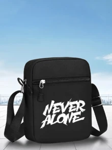 1件/2件裝「Never Alone」標語字母圖案印花中性彎帽簷棒球帽與斜跨包，街頭時尚戶外運動棒球帽與包，可調節，送給自己或朋友的禮物 - 彩色 - 查看 13