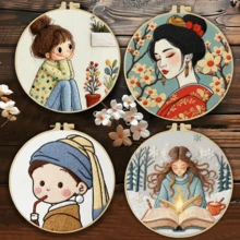 1PC 20*20cm/7.9*7.9in,Cute Princess Embroidery Kit, DIY Handmade Embroidery Set For Adult Beginners, Home Gift, Women's Sewing Gift, Including User Manual, Printed Pattern Fabric, Embroidery Frame, Needle And Thread. - Cute Princess - View 12