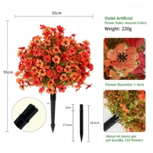 1pc Artificial Purple Flower Ground Stake, UV Resistant Faux Silk Flower, Suitable For Outdoor Garden Yard Patio Lawn Decoration, Multiple Colors Available - Bouquet - View 14