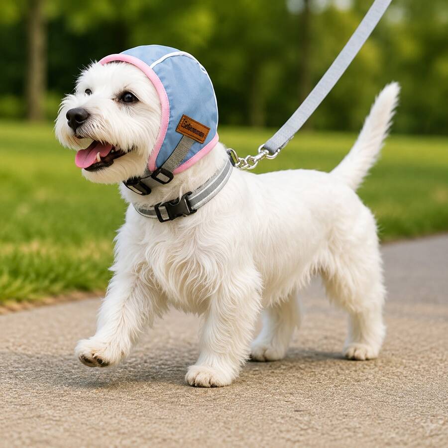 Pet Dog Ear Muffs Calming Head Cover Anti-Startle Noise Reduction Soundproof Summer Swimming Waterproof Calming Dog Ear Muffs - Blue - View 1