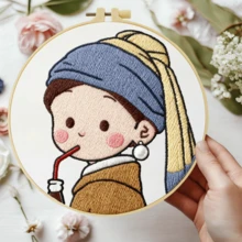 1PC 20*20cm/7.9*7.9in,Cute Princess Embroidery Kit, DIY Handmade Embroidery Set For Adult Beginners, Home Gift, Women's Sewing Gift, Including User Manual, Printed Pattern Fabric, Embroidery Frame, Needle And Thread. - Cute Princess - View 6
