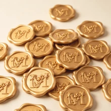 25 PCS 3D Embossed Iris Flower & Letter M Pattern Wax Seal Stickers, Self-Adhesive Wax Seals For Wedding Invitations, Envelopes, Gift Wrapping, Christmas Cards & Scrapbooking - Letter M - View 6