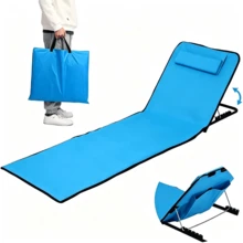 1 Pcs Portable Beach Chair Folding Beach Lounge Chairs For Adults With Back Support,5 Position Adjustable Mat Chair Lightweight Tanning Chair For Outdoor Sand Camping Sunbathing - A - View 7