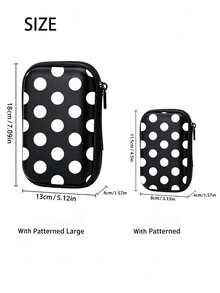 White Polka Dot EVA Hard Shell 4.3 Inch Compact Storage Box - Travel Protective Storage Bag, Suitable For Electronic Accessories, Earphones, Hard Drives And Data Cables; Anti-Drop Zipper Pouch (Storage Box Only) - Multicolor - View 4