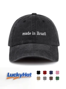 1pc Unisex Vintage Washed Baseball Cap - "Made In Brazil" Personalized Embroidery - Multiple Vintage Colors Available - Soft Texture Adjustable Dad Hat Confident Style Social Gift - Made In Brazil - View 18