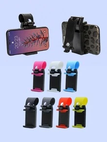 Universal Car Steering Wheel Phone Holder, Adjustable Elastic Clip Phone Mount With Soft Silicone Anti-Slip Pad, ABS Sturdy Bracket, Suitable For 4-6 Inch Smartphones GPS Navigation - A - View 11