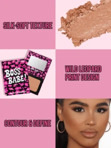 Misslyn 3Pcs Face Makeup Set Bronzer Blush Highlighter Palette Shimmer Glow Halal Long Lasting Contour Kit For Women Buildable Natural Finish Matte Shimmer Powder Travel Cosmetic Gift Boss Babe Juicy Curves Shaping Queen,Y2K Makeup - #4+#251+#1 - View 5