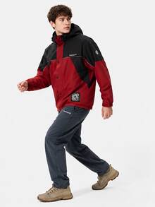Timberland New Men's Outdoor Hiking Climbing Sports Softshell Hooded Jacket - Red/Black - View 2
