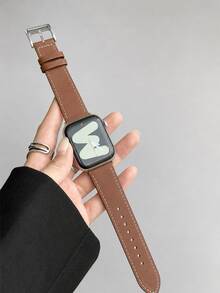 1pc Brown PU Leather Band, Compatible With Apple Watch Series 1-11, SE, Ultra 1-3, 38/40/41/42/44/45/46/49mm, Adjustable Buckle, Classic Business Unisex Smartwatch Replacement Strap, Suitable For Commuting And Daily Wear - Brown - View 7