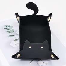 Cat-Shaped Desktop Storage Tray, Office Desk Storage Box, Folding Jewelry, Stationery, Key Storage Tray, Home Desktop Decoration, Suitable For Desktop, Bedroom, Car Storage, And Other Small Items. A Must-Have Cute Storage Tray For Every Household. - Multicolor - View 11