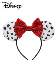 Disney 1pc 101 Dalmatians & Mouse Ears Headband, Sequined Red Bow Costume Hair Accessory For Theme Park & Cosplay - Multicolor - View 7