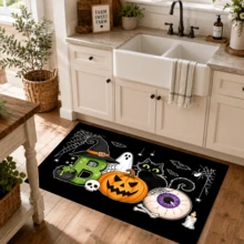 1pc, Cartoon Ghost Black Cat Pumpkin Pattern Printed Diatomaceous Earth Kitchen Mat, Halloween, Can Be Used As Halloween Gift, Halloween Decoration, Absorbent Kitchen Floor Mat, Kitchen Rug, Long Strip Foot Mat, Sink Front Mat, Suitable For Kitchen, Bathroom, Entryway, Hallway, Laundry Room And Home Decor - Multicolor - View 8