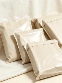 Packaging Bags Self-Sealing Courier Bags Multi-Size Waterproof Mailing Envelopes Thickened Plastic Packaging Bags Leakproof Tear-Resistant Multi-Purpose Minimalist Packaging Bags Suitable For Office, Clothing Packaging Backside - Milk Tea Color - View 3