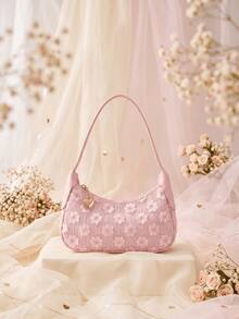 1 buah Tas Tangan Mini Motif Bunga Manis yang Modis, Aksesori Pakaian, Dompet Koin yang Indah - bunga berpayet - View 1