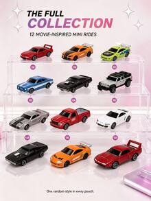 Jada Fast & Furious 25th Anniversary Nano Rides Random Style Mini Die-Cast Vehicle, 1 Random Car Per Pouch, 1.65in Movie Car Collectible, 12 Styles, Desk & Shelf Display - Multicolor - View 2
