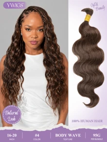 Y WIGS #4 Body Wave Boho Human Hair For Braiding 14-22inch 95g Per Bundle No Weft Human Braiding Hair 100% Brazilian Virgin Human Hair Extensions Long-Lasting & No Shedding Bulk Human Hair Medium Brown For Every Season, Especially Autumn - S4 - View 2