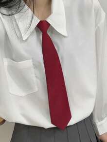 Adjustable Elastic Burgundy Necktie, Fashion Versatile, Minimalist Casual, Suitable For Academic Style, JK Uniform, Professional Shirts, Unisex, Suitable For School Uniforms. Also Ideal For Men's Business Occasions. - Burgundy - View 3