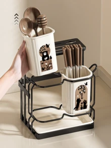 1pc/Kitchen Utensil And Knife Rack. Countertop Cutlery Organizer And Drying Device, Wall-Mounted Utensil Holder, Suitable For Spoons, Forks And Vegetable Knives, Kitchen Organization Efficiency. - Multicolor - View 8