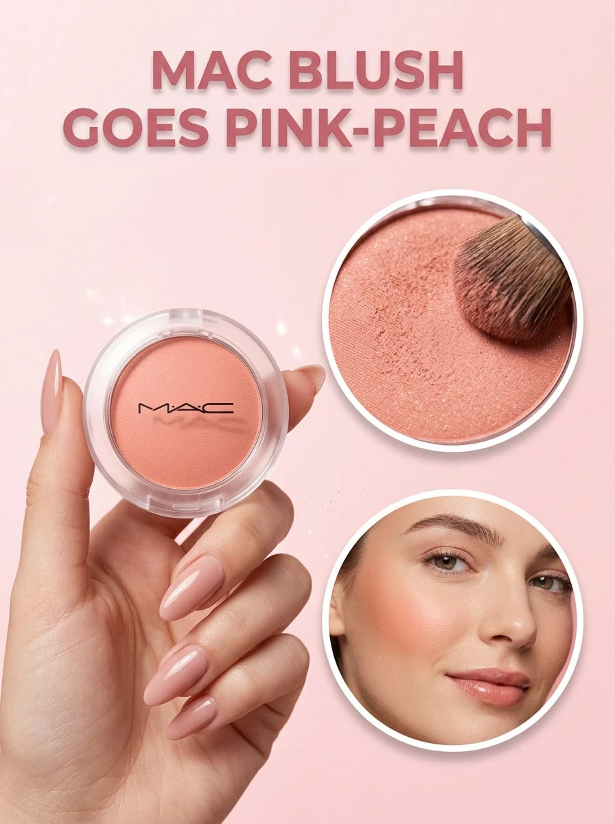 MAC Glow Play Blush Cheer Up 7.3 G – Blush, Bouncy Texture, For Makeup Enthusiasts, Peachy Pink, Suitable For Daily Makeup Routine - Cheer Up - View 1