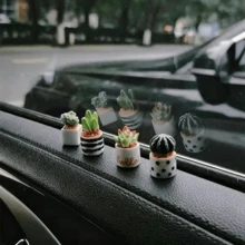 1/4/8pcs Mini Cactus Car Ornament, Adorable Plant Design, Healing Resin Decor, Dashboard, Rearview Mirror, Exquisite Small Desktop Ornament, Garden Pot Decoration, Holiday Gift - Cactus - View 5