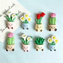 30/20/5pcs Mini Potted Plant Flower Refrigerator Magnets, Cute Decorative Magnets, Personalized Fridge Magnets, Suitable For Kitchen, Office, Whiteboard, Storage Cabinet, Cupboard And Dishwasher, Kitchen Decor, Home Decor, Christmas, Halloween Gifts - one-size - View 1