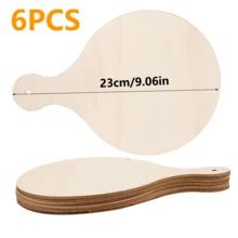 2/6/12pcs Round Wooden Board With Handle 9.06X6.3 Inch DIY Wooden Board, Suitable For Crafts DIY Holiday Decoration - A - View 8