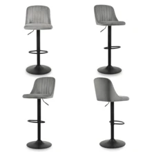 Goeurvant Height Adjustable Bar Stools 360° Swivel Breakfast Bar Chairs With Backrest And Matte Black Metal Base Modern Counter Stools For Living Room And Home Bar Set Of 2/4/6-Light Grey Velvet - Light Grey Velvet - View 11