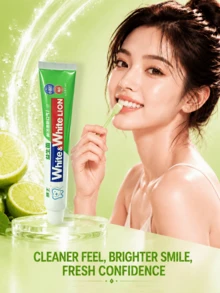 Lion's Baking Soda Whitening Toothpaste, Refreshing Lime Flavor, Full Size 120g, Travel Size 40g, Probiotic Toothpaste For Fresh Breath, Removes Stains, Suitable For All Ages - Cool Lime Scent - Toothpaste - View 3