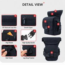 Tactical Motorcycle Leg Bag – Waterproof Drop-Leg Pouch With Adjustable Straps For Riding, Hiking & Outdoor Sports - A - View 4