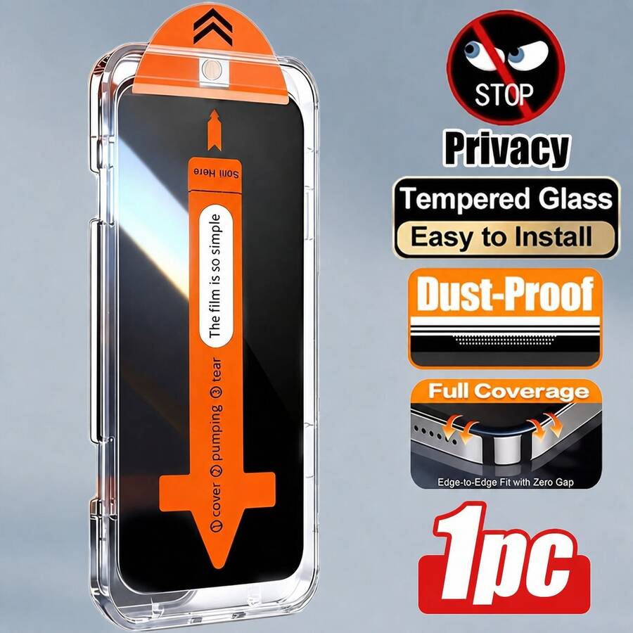 CASECOPS 1片防窺鋼化玻璃螢幕保護貼，附自動對位套件，適用 17 Pro Max/17e/17 Air/17/16 Pro Max/16/16e/15 Pro/15/14/13/12/11/Plus/Mini/X/XR/XS Max，疏油塗層、9H 鋼化玻璃、防刮、防指紋、動態島全螢幕覆蓋
