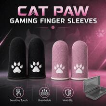 Cat Paw Gaming Finger Sleeves With Storage Case, Cute Paw Pattern Thumb Sleeves, High Sensitivity Breathable Anti-Slip Finger Covers For Mobile Gaming - Pink - View 1