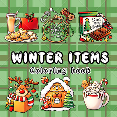 1pc Winter Festive Items Adult Coloring Book, Cozy Holiday Patterns With Reindeer, Gingerbread House, Hot Cocoa & Winter Treats, Stress Relief Relaxing Art Activity Book, 120g Thick Paper, Ideal Holiday & Christmas Gift For Relaxation & Mindfulness