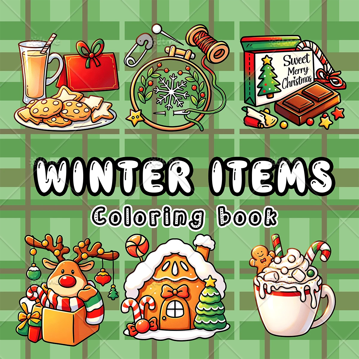 1pc Winter Festive Items Adult Coloring Book, Cozy Holiday Patterns With Reindeer, Gingerbread House, Hot Cocoa & Winter Treats, Stress Relief Relaxing Art Activity Book, 120g Thick Paper, Ideal Holiday & Christmas Gift For Relaxation & Mindfulness