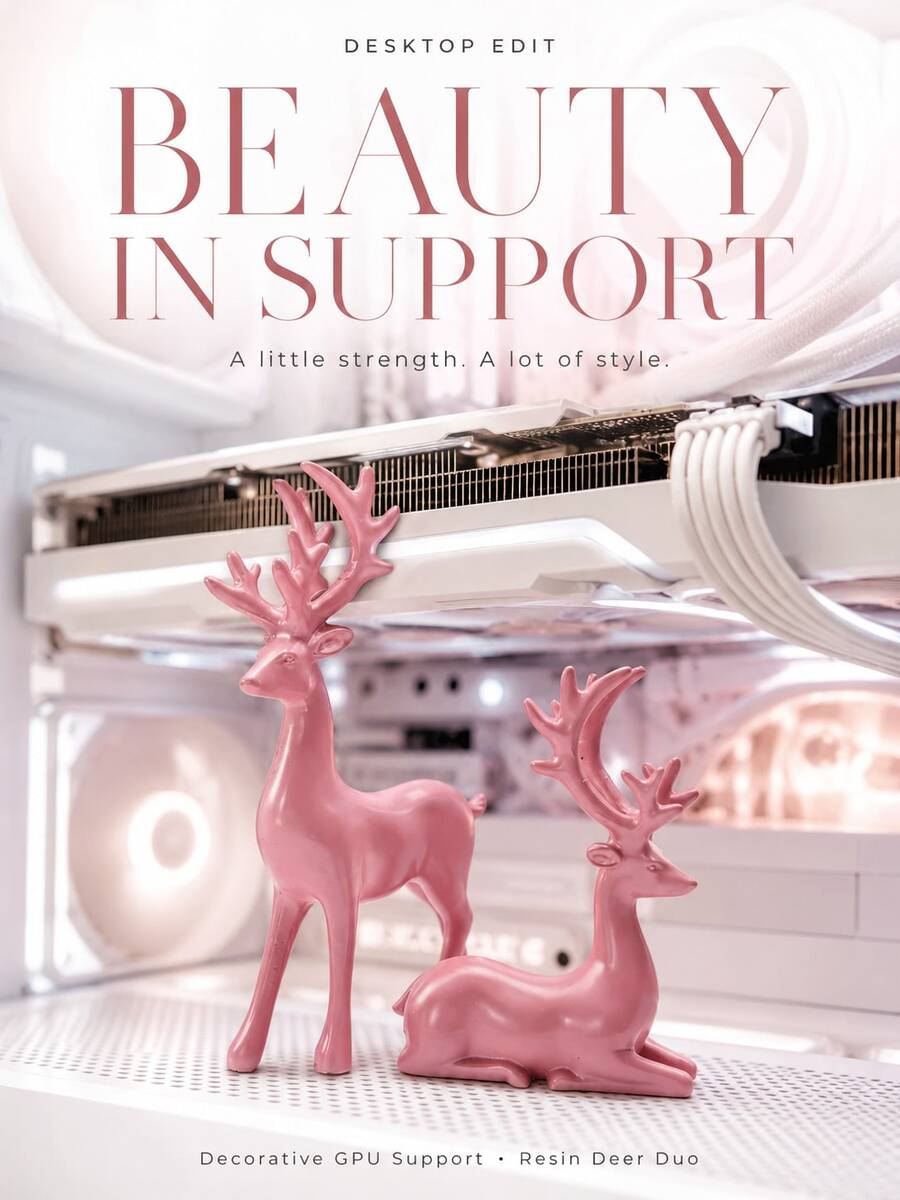 1 buah Braket Penyangga GPU Berbentuk Rusa dari Resin, Dudukan Kartu Grafis Warna Pink dan Braket Anti-Kendur, Dekorasi Casing PC Gaming, Stand Display Desktop, Aksesoris Komputer dan Dekorasi Ruang Gaming - Rusa merah muda - View 1