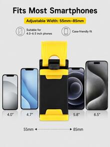Universal Car Steering Wheel Phone Holder, Adjustable Elastic Clip Phone Mount With Soft Silicone Anti-Slip Pad, ABS Sturdy Bracket, Suitable For 4-6 Inch Smartphones GPS Navigation - A - View 6