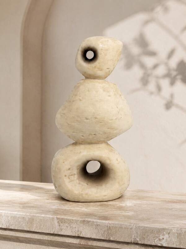 Abstract Geometric Resin Figurine Beige Stacked Stone Sculpture Modern Minimalist Home Decor Nordic Desktop Ornament Bookshelf Decoration Living Room Bedroom Office Entryway Accent Decorative Gift Back To School Gift