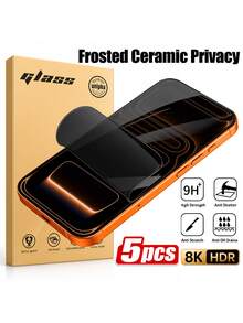CASECOPS 5Pcs Privacy Matte Frosted Ceramic Screen Protector Compatible With IPhone 17 Pro Max, Frosted Anti-Spy Ceramic Film, Full Coverage, Suitable For IPhone 17 Pro Max/17 Air/17/16E/16 Pro Max/16 Pro/16 Plus/16/15 Pro Max/14 Pro/13 Mini/12/11/X Series. Delicate Touch Smooth As Silk, Scratch-Resistant, Oil-Resistant, Providing Effective Privacy Protection, Durable & Fashionable Phone Accessory - 5 Pieces - View 30