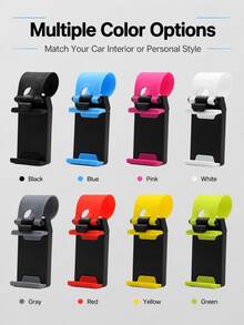Universal Car Steering Wheel Phone Holder, Adjustable Elastic Clip Phone Mount With Soft Silicone Anti-Slip Pad, ABS Sturdy Bracket, Suitable For 4-6 Inch Smartphones GPS Navigation - A - View 12