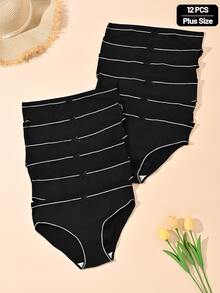 Teowryxou 12 Women's Plus Size Underwear Multicolor Ribbed Milk Silk Skin-Friendly Bow Comfortable Loose Sports Triangle Panties - Black - View 5