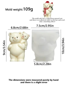 1pc Cute Christmas Parent-Child Bear Silicone Mold, Bear Shape Mold With Hat And Scarf, Suitable For Aromatherapy Candles, Handmade Soap, Plaster And Epoxy Resin Crafts - Silicone Candle Mold - View 17