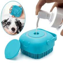 1pc Summer Pet Bath Brush, Silicone Massage Rubber Grooming Tool With Shampoo Reservoir, Suitable For Dogs And Cats - View 1