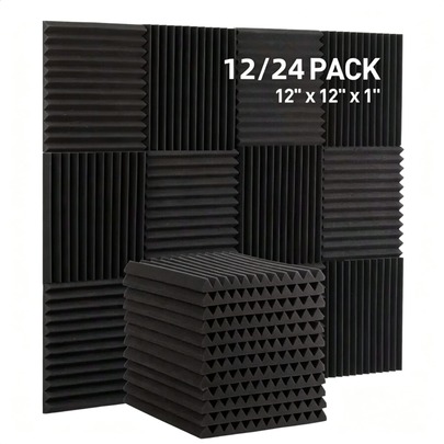 1/16/24/32/40/50pcs Self-Adhesive High-Density Wall Soundproofing Foam Panels, Triangular Groove Acoustic Design Floor Soundproofing Panels, Fire-Resistant Durable Whole-House Sound-Absorbing Panels, Suitable For Walls, Floors, Bedrooms, Living Rooms, Whole-House Renovation. Self-Adhesive Non-Slip Adhesive PVC Floor Soundproofing Underlay, High-Density Noise-Reducing Floor Tiles Sound-Absorbing Pads, Acoustic Design Wall Decoration Soundproofing Panels, Triangular Groove Room Decoration Sound-Absorbing Panels, High-Density Quiet Bedroom Decoration Soundproofing Panels, Fire-Resistant Durable Home Decoration Sound-Absorbing Panels, Random Style.