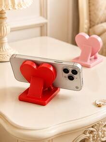 Heart-Shaped Desktop Phone Stand, Portable Design For Home, Office, Party Decor, Women's Travel And Kitchen Use, Suitable For All Phones, Ideal Desktop Ornament, Perfect Gift For Halloween And Christmas - A - View 3