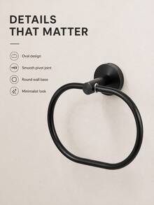 1 Pc Oval Stainless Steel Towel Ring, Screw Mounted Hand Towel Holder With 180° Pivoting Design, Sturdy Strong Support, Waterproof Rust-Resistant Wall Mounted Towel Hanger, Black Silver Gold Options For Bathroom, Vanity, Powder Room, Bathroom Refresh - View 4