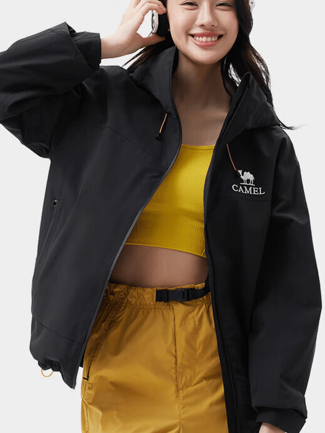 CAMEL CROWN Women's Lightweight Waterproof Rain Jacket Windproof Hooded Hiking Shell Jacket Breathable Raincoat With Zip Pockets For Hiking Camping Travel - Phantom Black - View 1